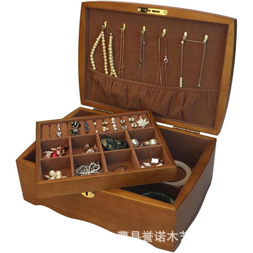 Wooden Jewelry Box Chinese Classical Storage Ladies Ring Necklace Watch Earrings Necklace Hook Storage and Organization Box