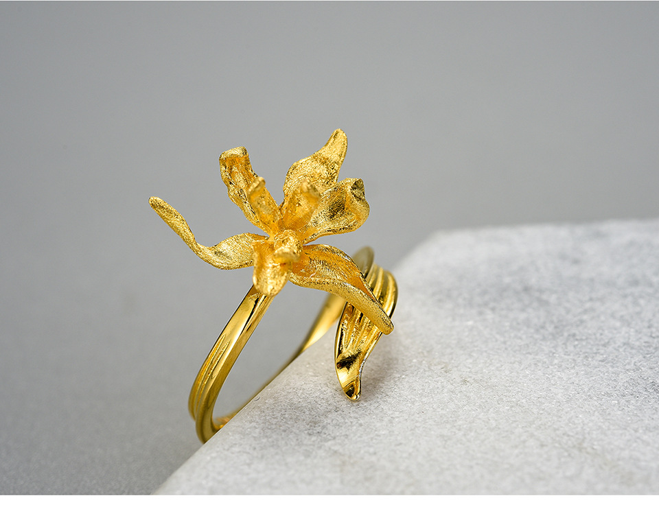 Park, Banquet, Date Occasion 1 Piece 925 Sterling Silver Bag Flower Long-Lasting Plated 18K Gold Plated Silver Plated Adjustable Ring Open Ring Rings