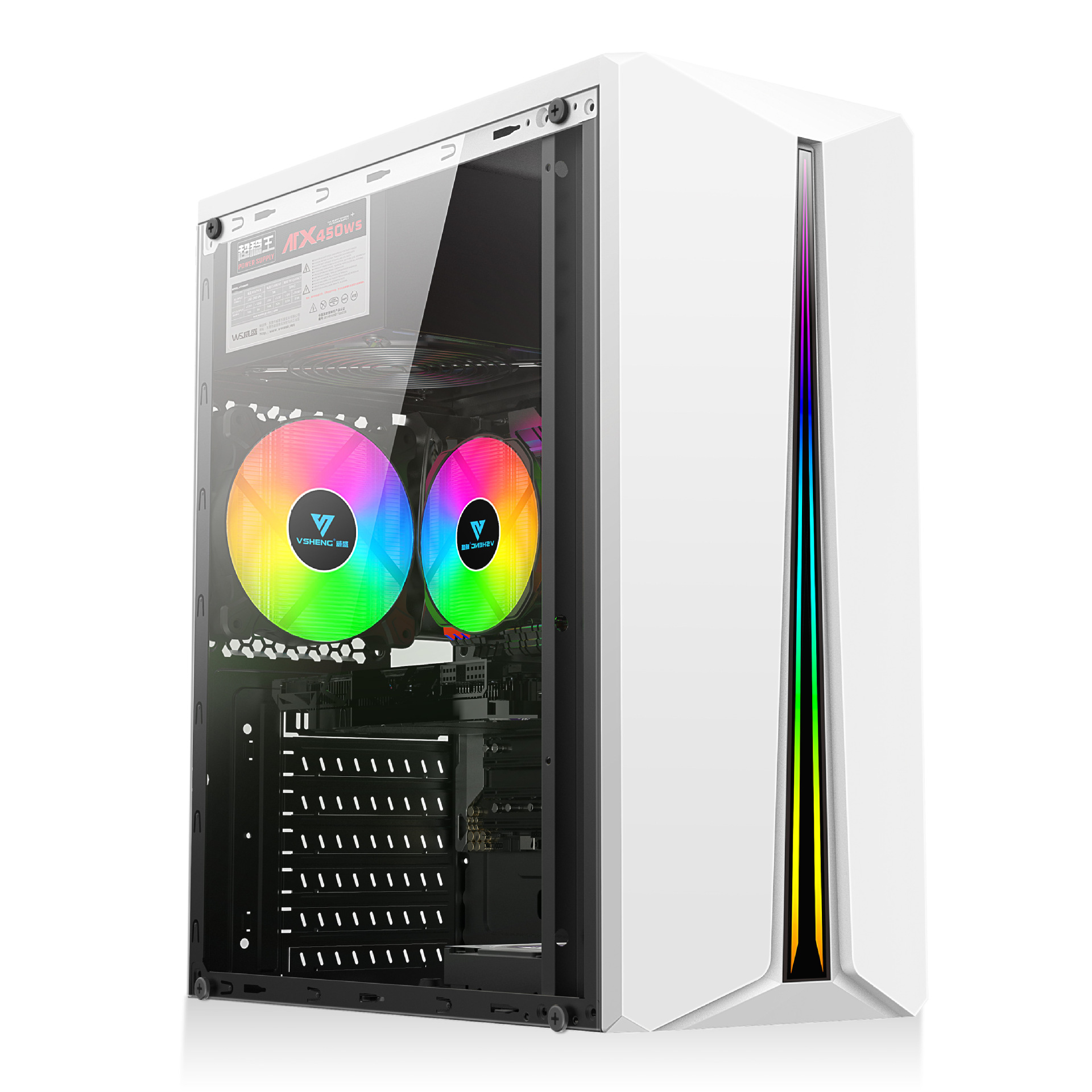 流星雨6 全景侧透台式RGB灯条电竞游戏机箱支持 120水冷电脑机箱