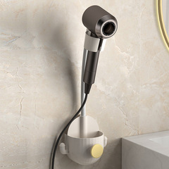 Lazy person hair dryer holder, hands-free, rotatable, luxurious wall-mounted, no-drilling, storage shelf, bathroom hair dryer storage rack