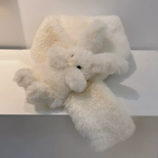 Light luxury handmade three-dimensional Bunny plush scarf women's winter warm fur collar Korean style ins plush scarf