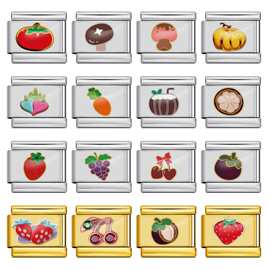 水果蔬菜系列意大利模块手链 图片打印不锈钢DIY弹力手镯手饰