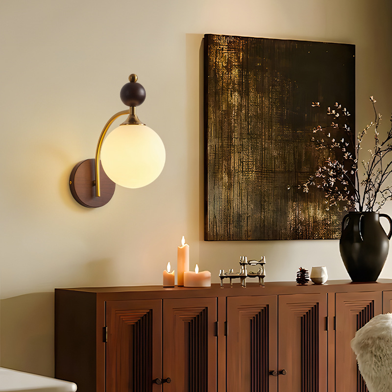 Dormitorio cabezal de la cama lámpara de esquina lámpara de pared ventana medieval lámpara de pared balcón escaleras chinas lujosas de alto nivel dormitorio principal