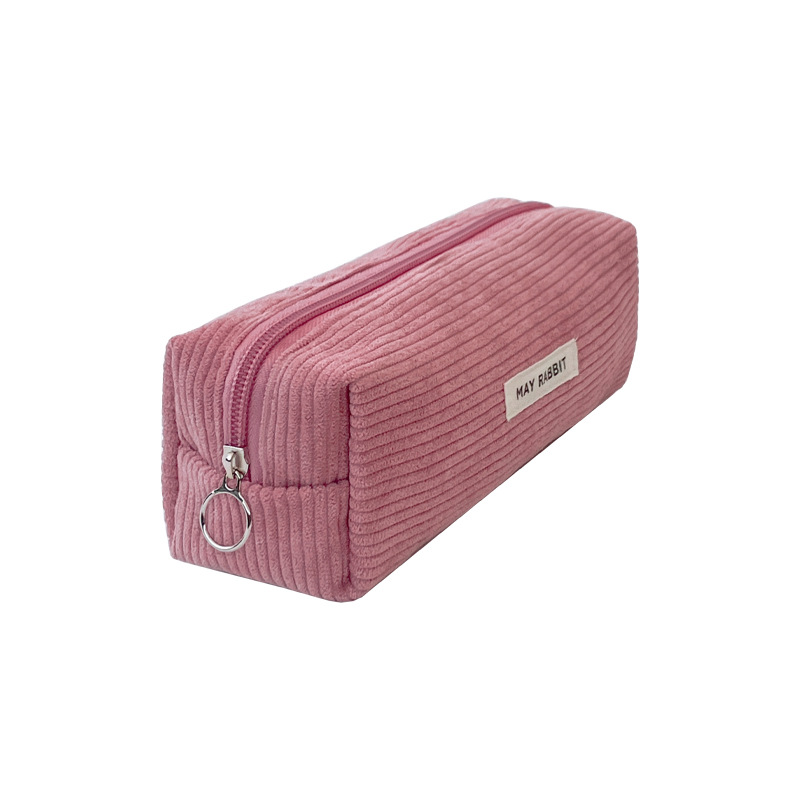 MAYO CONEJO caja de lápices de pana de color sólido artístico simple bolsa de almacenamiento de estudiantes de secundaria bolsa de papelería de gran capacidad de moda