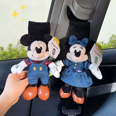 Seat belt shoulder pad car seatbelt shoulder - denim-overalls-mickey-denim-skirt-minnieblack-plush-shoulder-pads