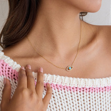 万兴欧美恶魔之眼吊坠项链跨境镶钻锆石小众高级感天使之眼骨链