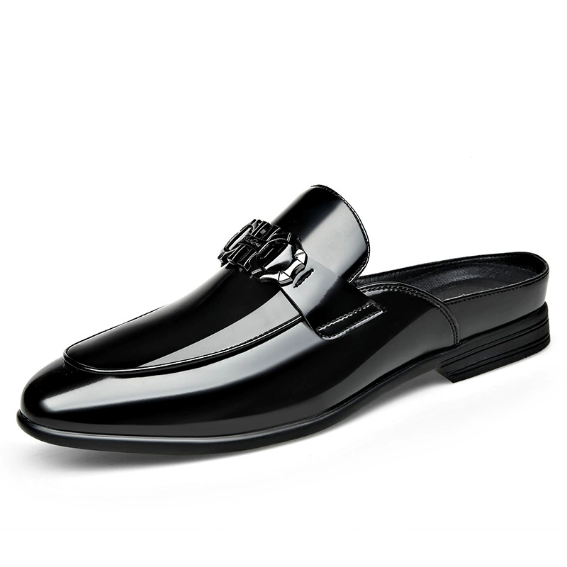 Мужские Slip-on loafer из натуральной кожи, летние босоножки-тапочки, черные, размеры 38–44