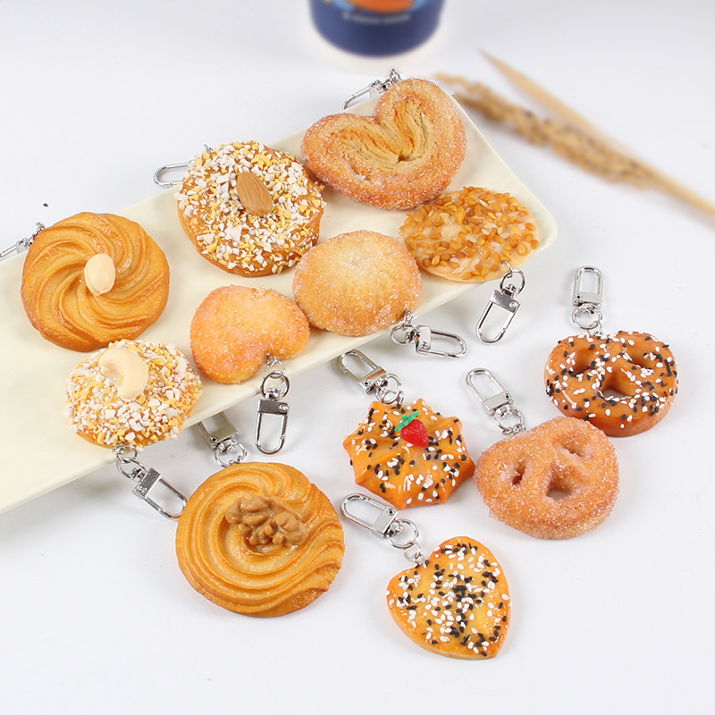 仿真食物曲奇饼干钥匙扣趣味裹糖芝麻饼干包包挂件配饰闺蜜小礼品