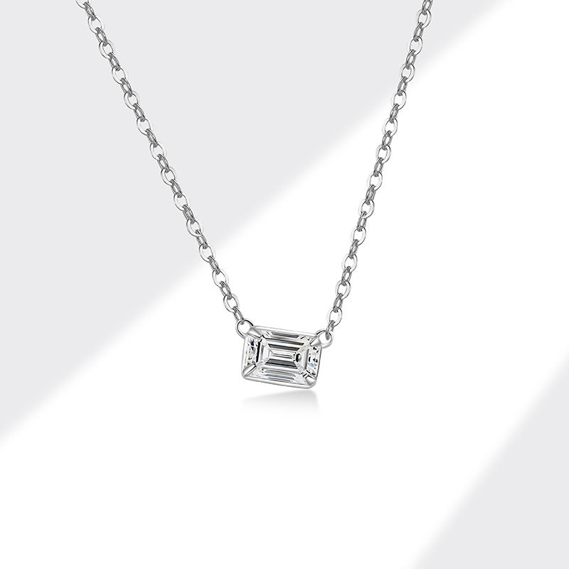 S925 Sterling Silver Simple Geometric Diamond Cube Sugar Necklace