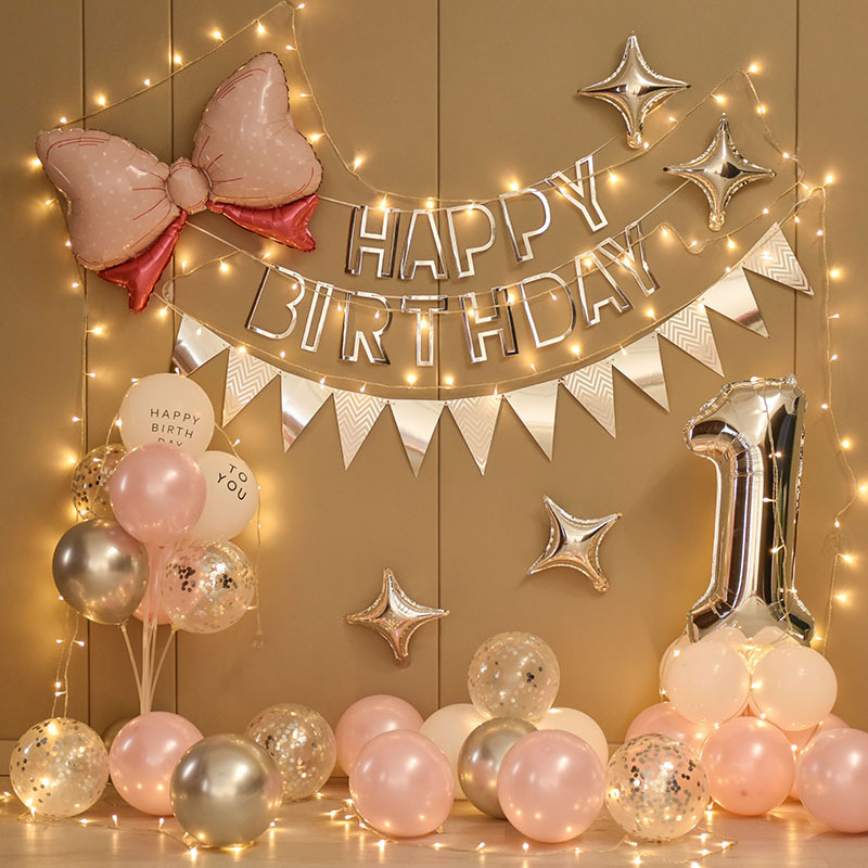 Baby's first birthday balloon set children's birthday party decoration scene layout background wall props