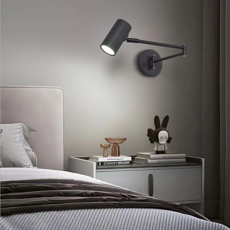 lámpara de pared luminaria de brazo oscilante dormitorio cabezal de cama lámpara de pared plegable puede girar para leer minimalista nórdico estudio baño