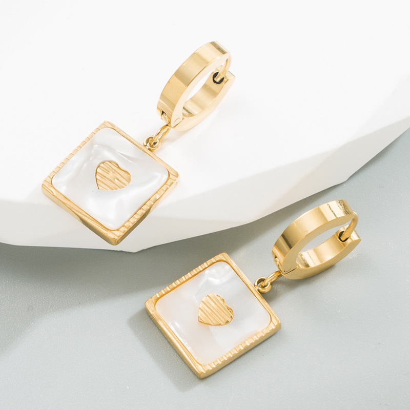 Fashion Square Star Titanium Steel Drop Earrings Plating Stainless Steel Earrings