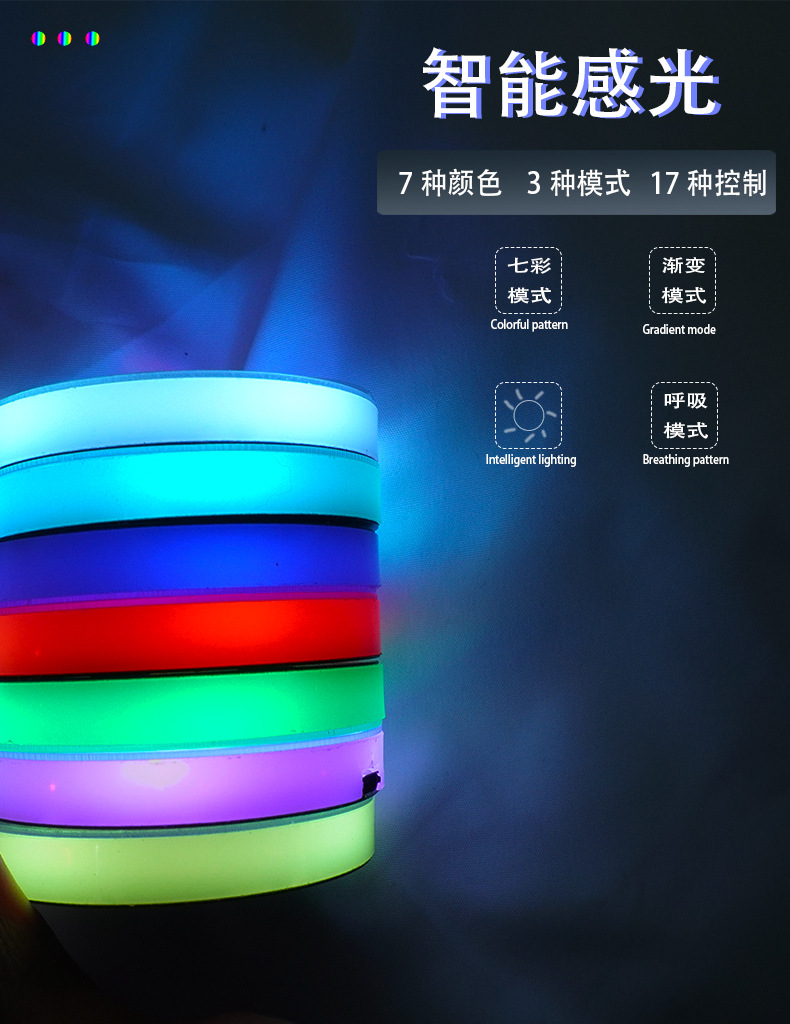 Car Luminous Water Cup Mat USB Charging Seven-Color Led Non-Slip Cup Mat Car Accessories Car Interior Atmosphere Light
