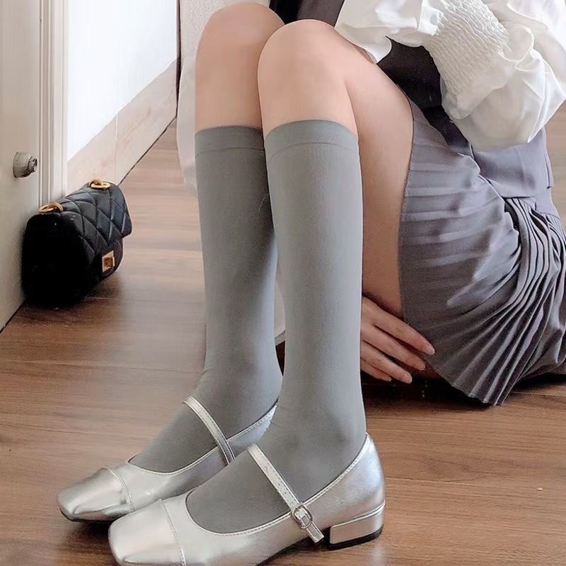 JK calcetines de pantorrilla todo fósforo para mujer sobre la rodilla tubo de estufa medias de primavera y otoño tubo largo japonés antideslizante para mujer medias de compresión piernas hermosas viento puro