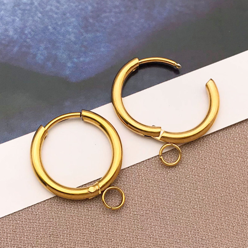 シンプルなステンレス鋼のイヤリングアクセサリー高色保持イヤリングラウンドクロスイヤリング手作り diy イヤリング材料卸売|undefined