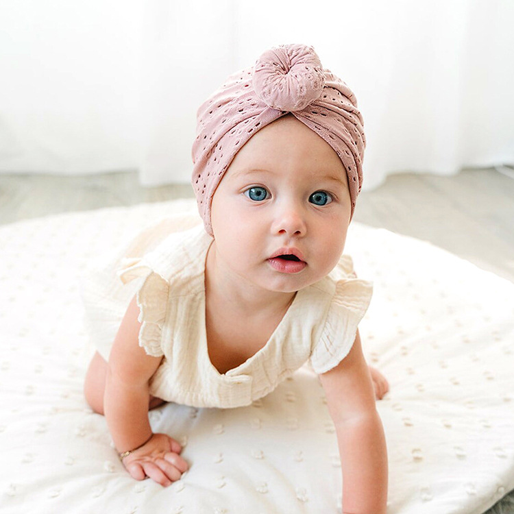 Mignon Enfants De Chapeau Solide Couleur Bébé Respirant Dentelle Chapeau display picture 3