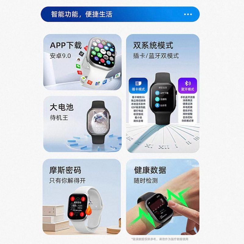 2025新款华强北W527智能手表S6plus机皇指纹滑动可插卡摩斯密拍照|undefined