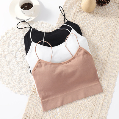 2021新款吊带背心打底内搭带胸垫外穿百搭简约裹胸内衣女厂家批发