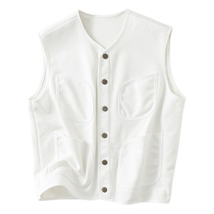 Women's Vest Spring and Summer Thin Outer Wear Vest Cardigan Sweater Sleeveless Waistband New All-match Pure Cotton Air Conditioning Jacket