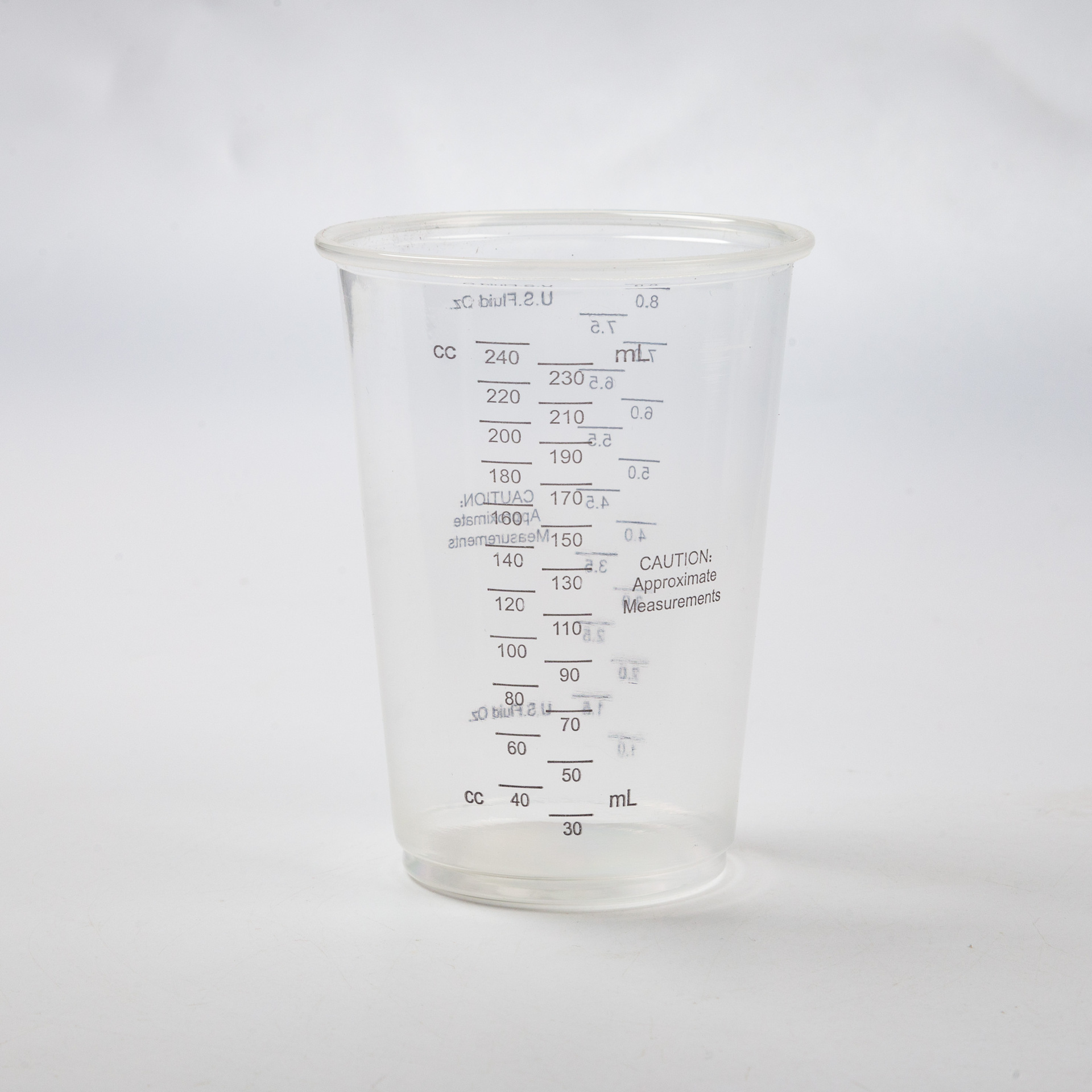 Fábrica de jugo de bebida de plástico 10z taza de impresión a escala de plástico taza de mezcla de color taza de medición experimental taza de mezcla de pintura desechable