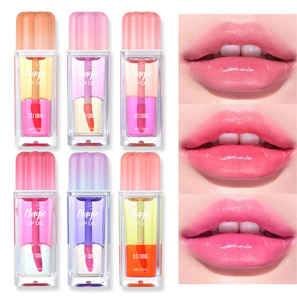 s.f.r color comercio exterior especializado en nuevos productos de hidratación humectante de los labios ligeros para eliminar la piel muerta de doble capa de aceite labial de cambio de color image 1