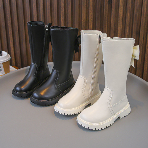 Girls' Boots for Autumn & Winter: Children's Martin Boots, Princess-Style Long-Height Boots with Fleece Lining, Breathable Baby Shoes