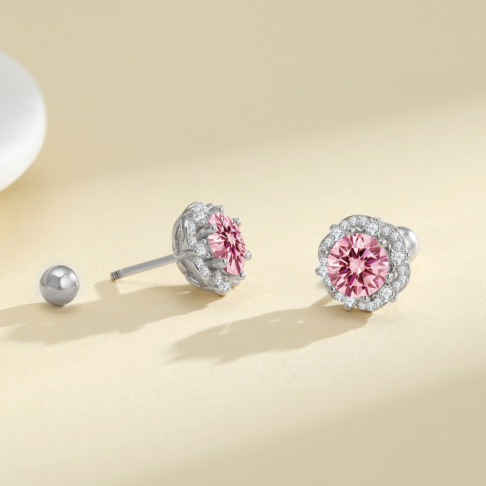 핑크 다이아몬드 귀걸이 (1캐럿 + 1캐럿)