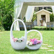 现代简约玻璃钢花缸花盆摆件婚礼花园庭院景观园林美陈装饰品雕塑