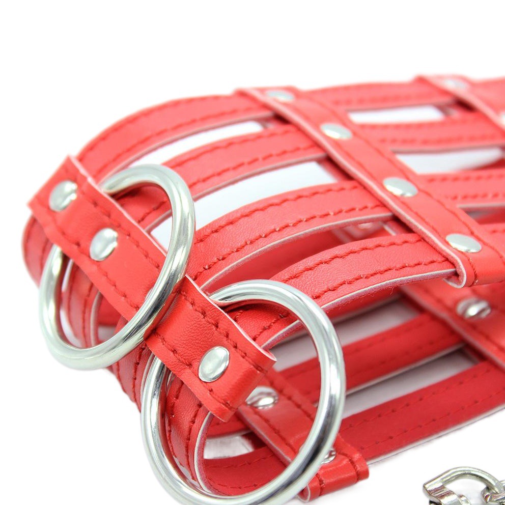 Adultos sexy juego de roles de cuero negro belleza cuello vaina boca Cadena de perro collar de entrenamiento suministros Cadena de collar