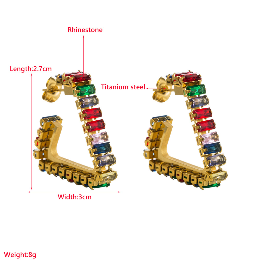 Fashion Triangle Titanium Steel Plating Ear Studs 1 Pair