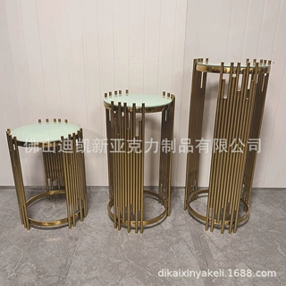 工厂货源电镀金色网红款蛋糕台外贸热销生日布置摆台可拆装包装小