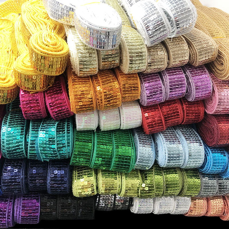 5排亮片条码花边 舞台演出服装配件 方片带花边 现货可来样规格