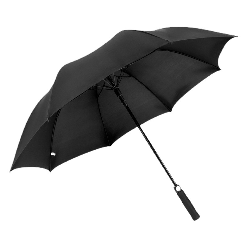 Paraguas de golf de fibra completa paraguas de mango largo abierto automático mango curvo grande barra recta paraguas negocio doble regalo publicidad paraguas