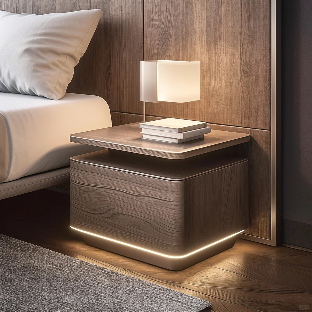 Mesita de noche inteligente con luz 2024 nuevo estilo, lujo ligero, sensación de alta gama, dormitorio doméstico, armario de almacenamiento junto a la cama, armario de almacenamiento pequeño