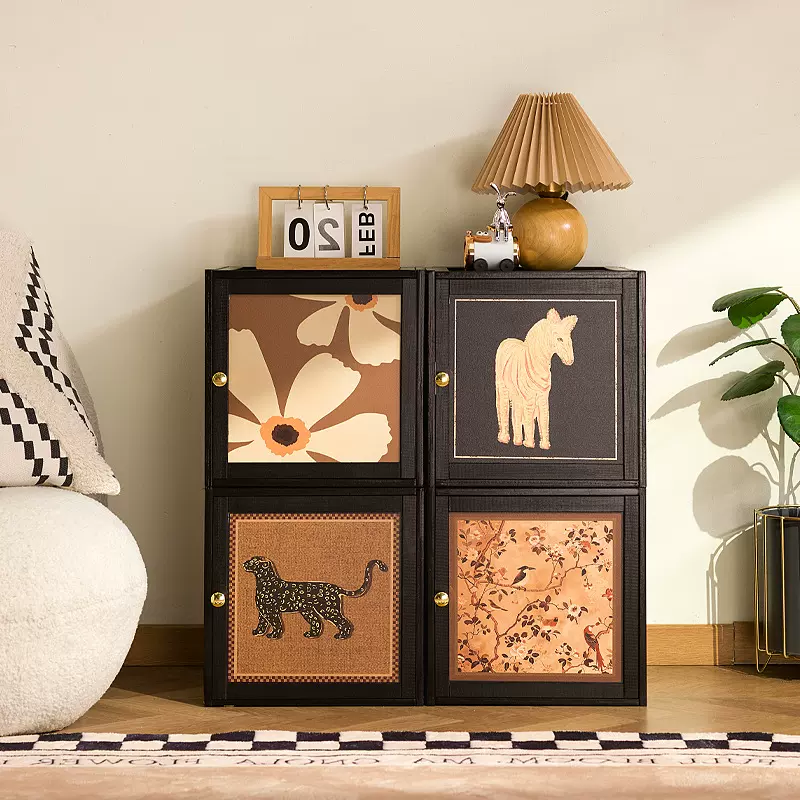 2025新款床头柜家用卧室超窄收纳柜创意床边柜中古风小型床头柜子