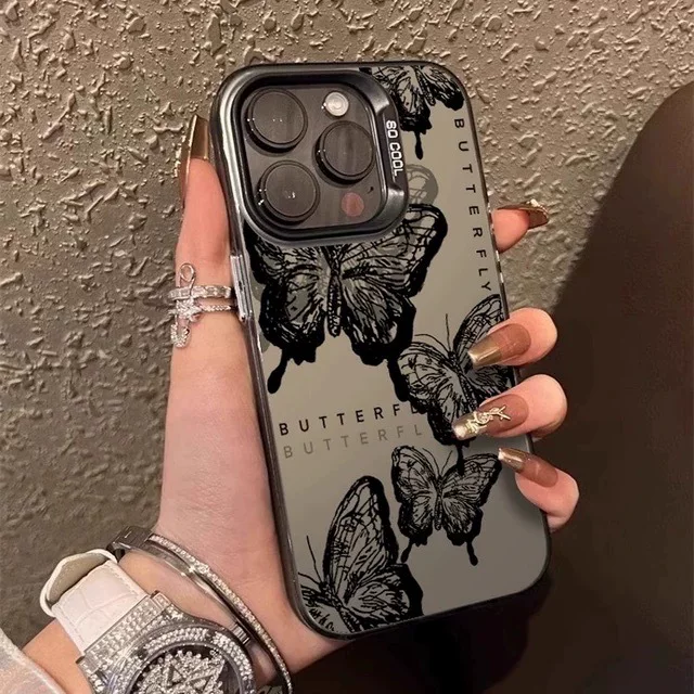 Новая бабочка подходит для Apple 15 цвет серебристый iPhone 14 Pro креативный 13/11 Pro Max матовый 16 защитный чехол