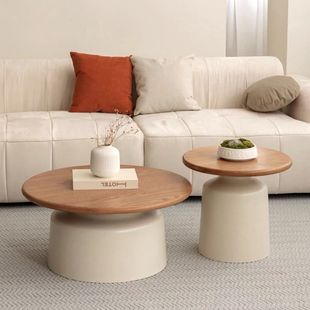 Cream Style Nordic Style Apartment Coffee Table Living Room Household Small Apartment Simple Homestay Coffee Table Martini Round Small Coffee Table