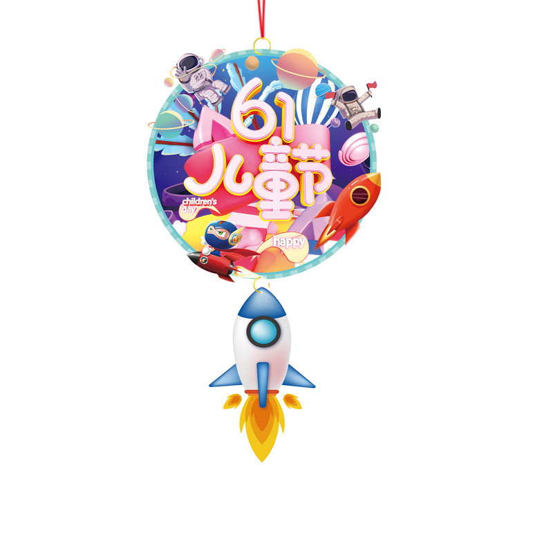 6,1 Día DE LOS NIÑOS jardín de infantes centro comercial decoración colgante pasillo decoración colgante flor tire 2022 decoración del Día de los niños tire bandera colgante