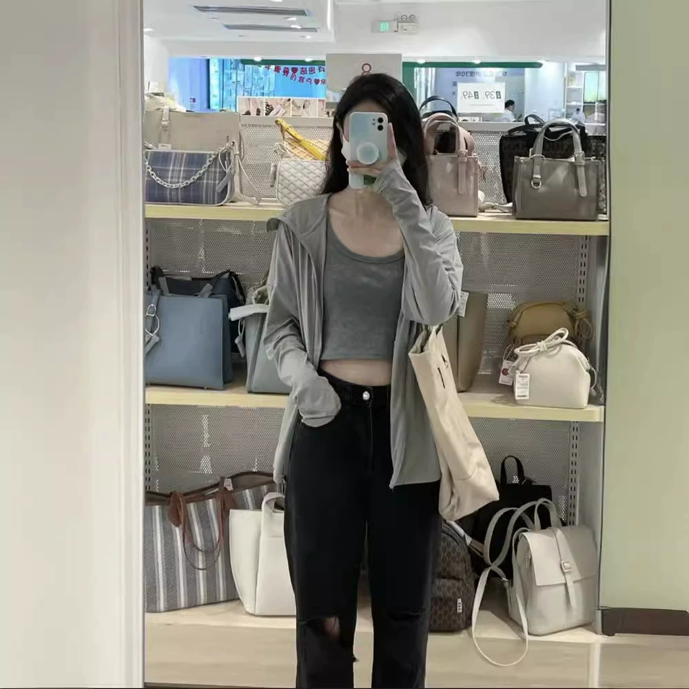 Солнцезащитная одежда Тонкий летний ледяной шелк Уличная легкая дышащая женская Солнцезащитная одежда Одежда с защитой от ультрафиолета Универсальная куртка