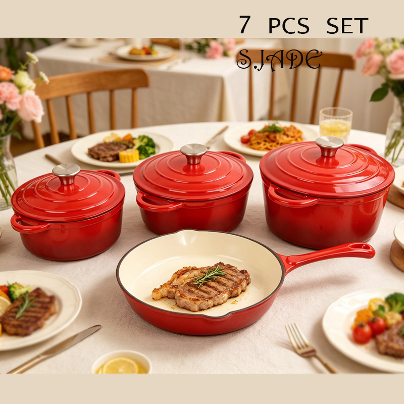에나멜 코팅 무쇠냄비/4세트/7종세트/4피스세트/세트/CASTIORNPOT/COOKWARE 조리기구