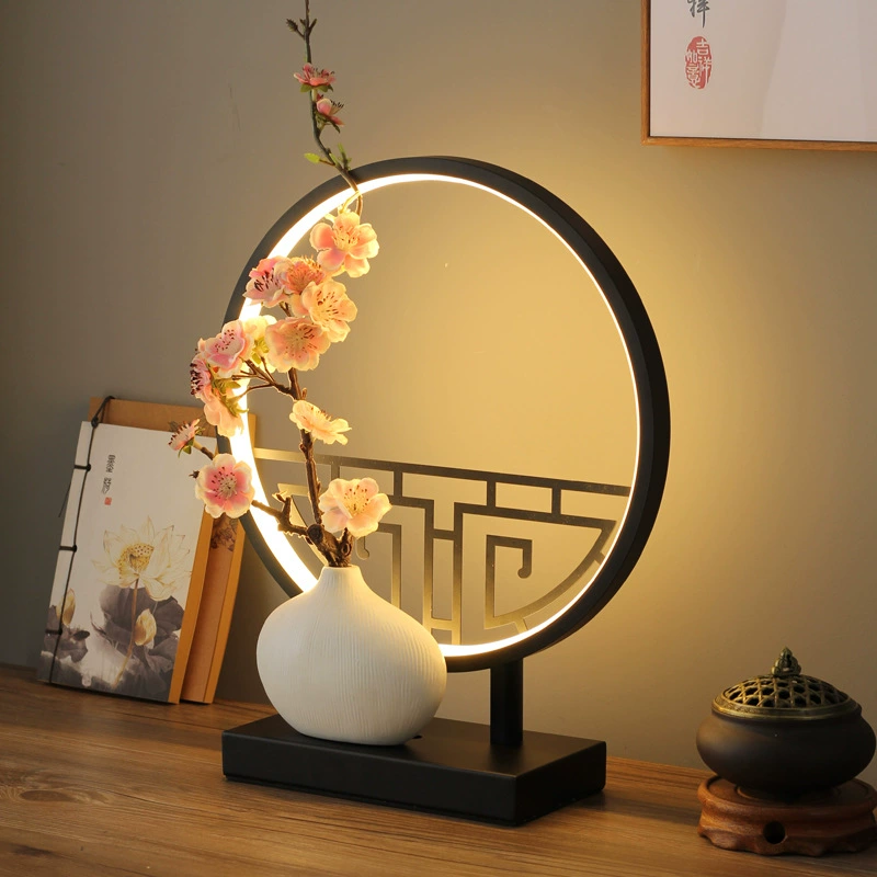 Table lamp Chinese style creative lantern, remote control bedside decorative lamp