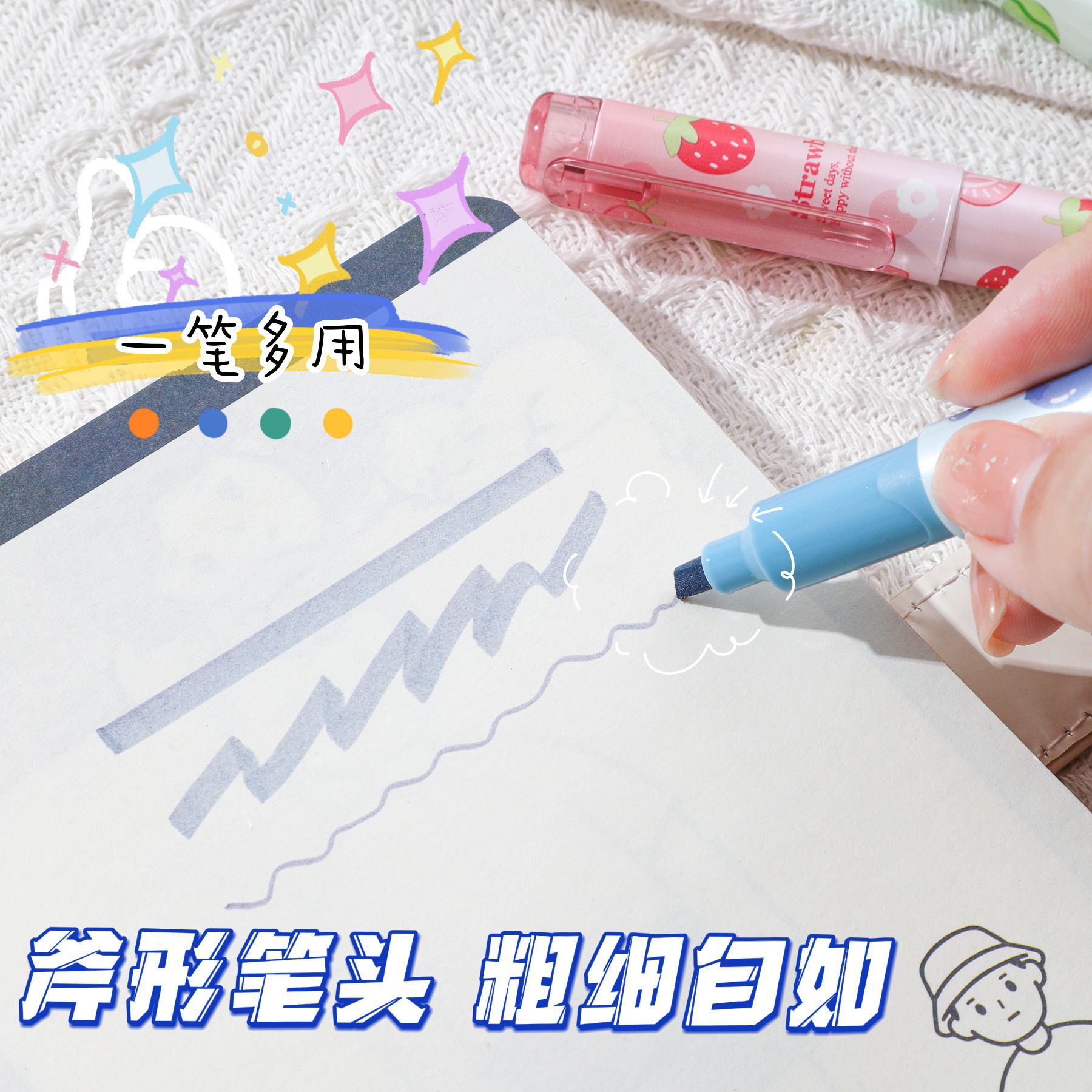 Fruta creativa highlighter mini bolsillo de dibujos animados pluma estudiante clave color protección para los ojos al por mayor