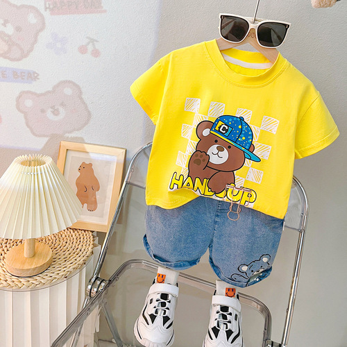 Set of two summer outfits for boys, stylish thin jeans for toddlers, fashionable new summer clothes for kids, boys' summer suits, 2888.