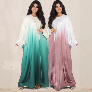 2025 Arabian New Middle East Dubai Robe Women's Long Skirt Cross-Border Amazon Gradient Loose Abaya