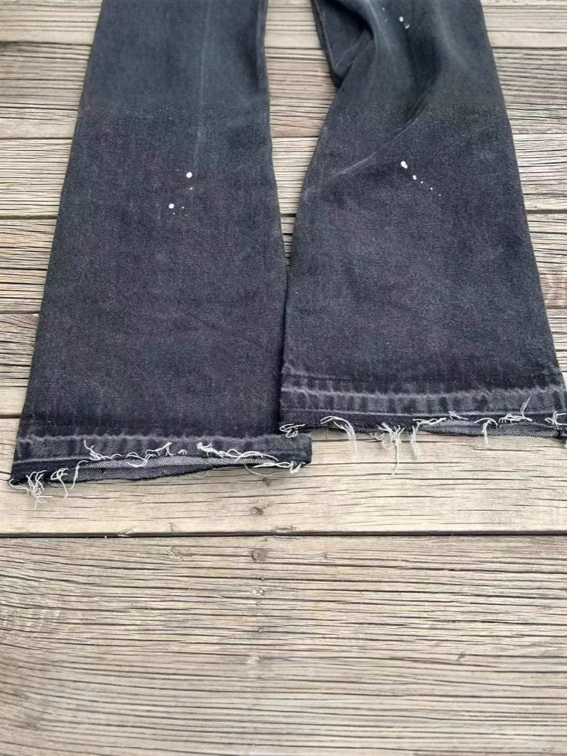 Джинсы bootcut FAR ARCHIVE, винтажная стирка и брызги краски, мужские, чёрные