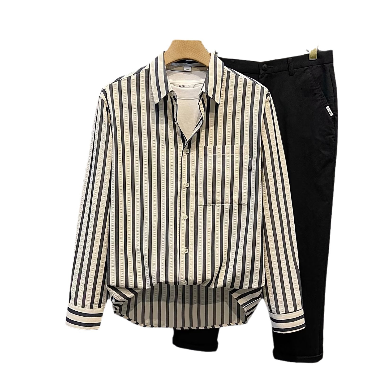 Estilo japonés de Hong Kong 2024 letras camisa de manga larga ins camisa suelta para niños tendencia de verano chaqueta casual de todo fósforo