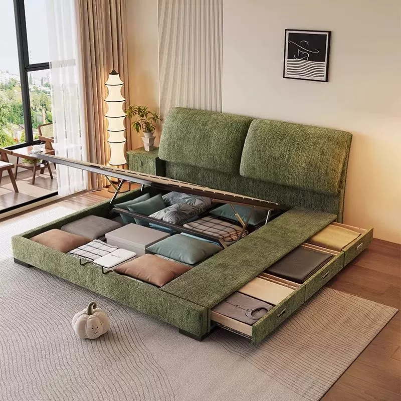 雪尼尔绒布艺床意式极简大象耳朵布艺床现代简约双人软包主卧婚床