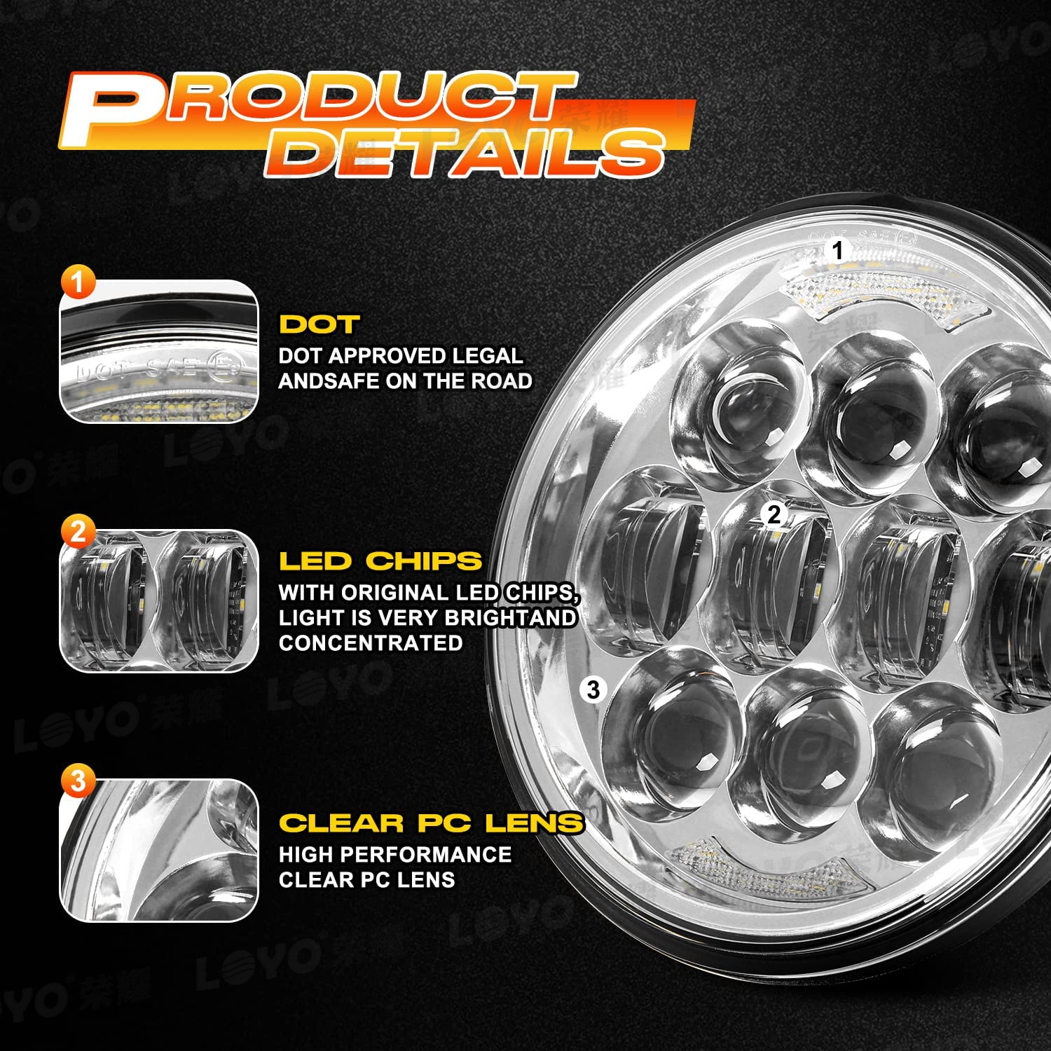 5.75 inch headlight is suitable for Harley motorcycle headlight LED headlight 80W Harley headlight