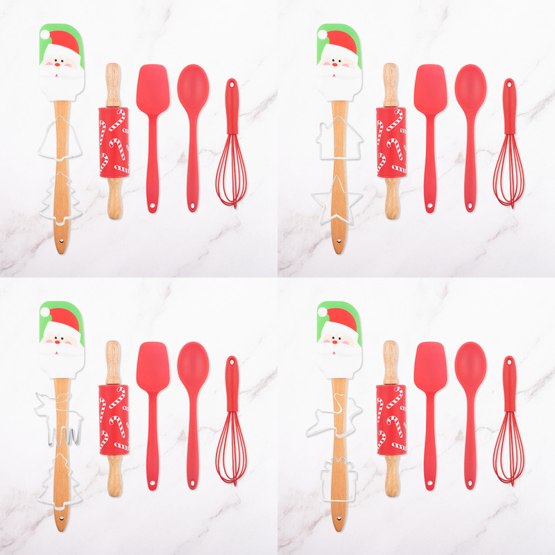 クリスマスシリカゲルヘッドクリームスクレーパーけやき木柄キッチンベーカリーデザートケーキヘラクッキー金型ベーカリーセット|undefined