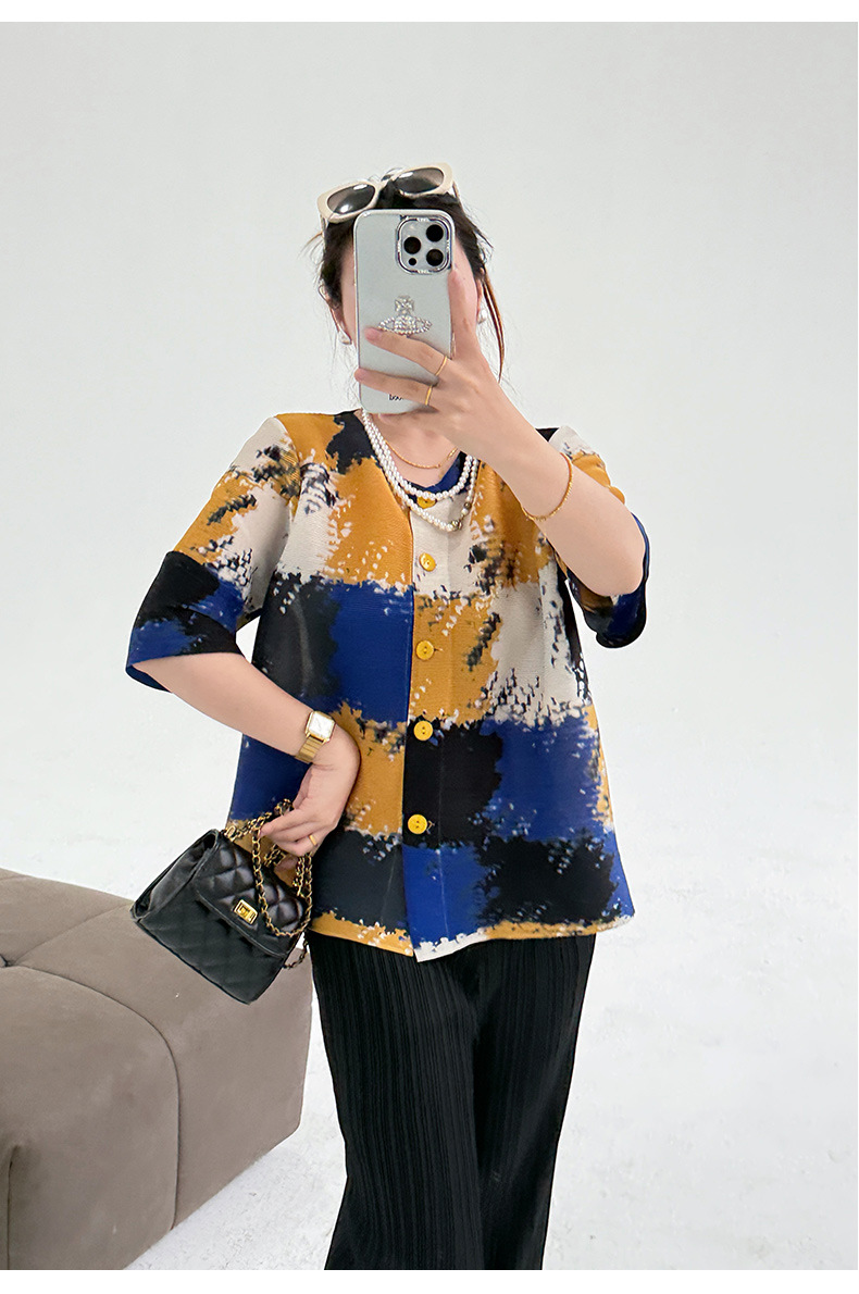 Áo khoác cardigan nữ họa tiết kẻ caro cổ tròn dáng rộng — hoa hồng đỏ chi tiết 8